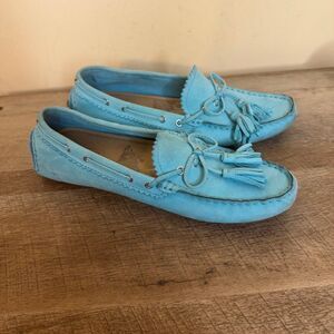 Coach Nadia moccasin loafers in blue suede with tassels size 7 shoes